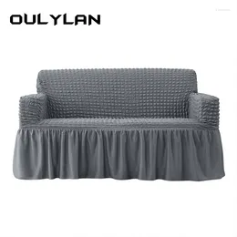 Chair Covers Oulylan Bubble Grid Sofa Cover For Living Room With Skirt Dustproof Non-slip Slipcover Home El