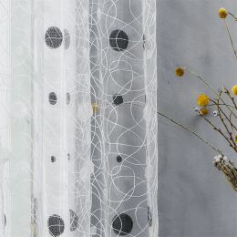 Topfinel Geometric Bird Nest Sheer Curtain for Living Room Sheer Voile for Window Bedroom Tulle Drape Kitchen White Cortinas
