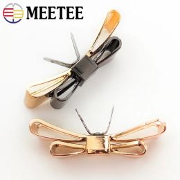 Meetee 10/30Pcs 50X20mm Metal Bow Clasp Hardware for Shoes Bag Decor Buckle DIY Luggage Clip Pin Buckles Clothing Sew Accessory
