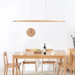 Wooden Pendant Lights Hanging Lamps Modern Table LED Long Linear Light Kitchen Island Office Bar Lighting for Dining Living Room