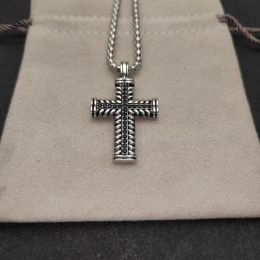 Mother Day Gift Classic Men's Gold and Silver Vintage Cross Diamond Necklace Dy Brand Designer Women's Pendant Necklace Length 50cm Gift Jewelry