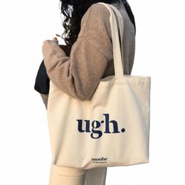 women's Bag Cheap Casual Large Capacity Shoulder Bags Shopper Canvas Letter Fi Harajuku Zipper Print Ulzzang Handbags K4bn#