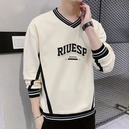 Spring And Autumn Loose Fitting Youth Clothing Mens Upper Garment Long Sleeves Tshirt 5603 240315