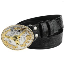 Belts Golden Cow Buckle Embossed Belt