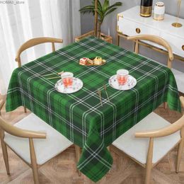 Table Cloth Green Black and White Check Plaid Tablecloth Tartan Table Cloth Polyester Waterproof Tablecloth for Kitchen Dining Room 60x60 Y240401