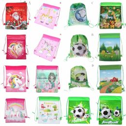 drawstring Bag Unicorn/Dinosaur/Mermaid/Football/Christmas Theme Double Rope Carto Bag Backpack Girls Travel Storage Package Z3jy#