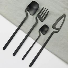 Flatware Sets Matte Black Cutlery Set 18/10 Stainless Steel Dinner Tableware Knife Fork Spoon Dinnerware Party Silverware