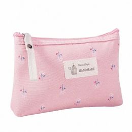 etya Fi Canvas Cosmetic Bag Women Floral Zipper Small Makeup Bags Travel Organizer Canvas Mini Lady Toiletry Bag Pouch N3kl#