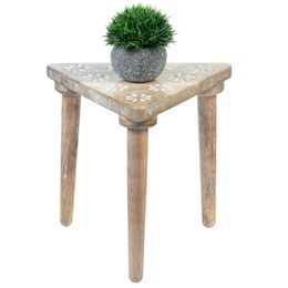 Crocon Side Table, End Living Room Bedroom Office Patio Small Spaces Bedside Nightstand White Washed Coffee Table Home Decor Wood Stool for Plant Flower Pots,