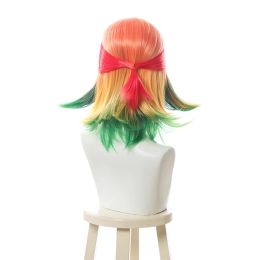 L-email wig Synthetic Hair LOL Star Guardian Neeko Cosplay Wigs 40cm Short Mixed Colour Halloween Heat Resistant Wigs