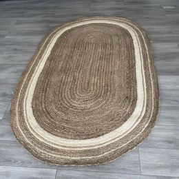 Carpets Farmhouse Oval 4x6 Ft Area Rug In Natural Fibers Charlene Braided Border Jute