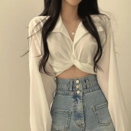 Qweek vintage streetwear harajuku seksowne kobiety bluzka uprawa top w stylu koreańskich
