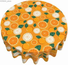 Table Cloth Orange Fruit Citrus Summer Round Tablecloth 60 Inch Washable Table Cloth Cover Indoor Outdoor for Dining Y240401