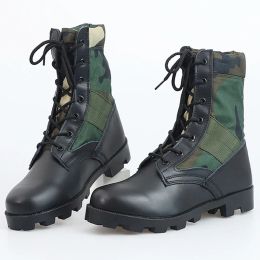 Lace Up Waterproof Outdoor Shoes Breathable Canvas Camouflage Tactical Combat Desert Ankle Boots Military Army Men Boots Winter