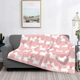 Blankets Pink Westie West Highland Terrier Blanket Fleece All Season Dog Multi-function Warm Throw For Home Car Rug Piece