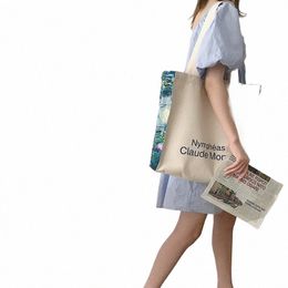 women Canvas Shoulder Bag Love Philosophy Daily Shop Bags Oil Painting Books Bag Thick Cott Cloth Handbags Tote For Ladies e3ZP#