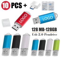 10PCS/lot Colour USB 2.0 USB Flash Drive 8GB 16GB 32GB 64GB USB Stick Pen Drive 128GB 2GB 4GB Pendrive for Smart Phone/PC Custom