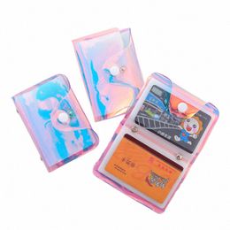 fi Laser Card Holder Fresh Girl Square Mini Student Card Holder ID Storage Sleeve 20 Card Slots 86ub#