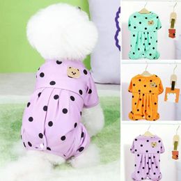 Dog Apparel Pet Jumpsuit Cartoon Bear Decor Dress-up Puppy Four-legged Polka Dot Pajamas Romper Supplies