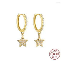 Hoop Earrings 925 Sterling Silver Zircon Star Birthday Party Creative Jewellery Korean Version Trend Women's Charm Accessories