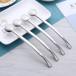 Tea Scoops 304 Stainless Steel Straw Filtration Residue Spoon Recycling Creative Coffee Stirring