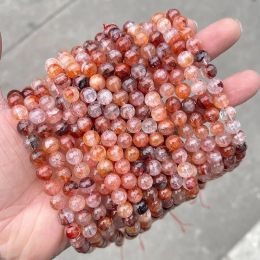 Natural Red Flower Quartz Beads Crystal Stone Round Loose Beads 4 6 8 10 12MM For Jewelry Making DIY Bracelet Necklace Accessory