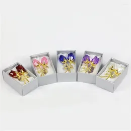 Decorative Flowers 1pcs Artificial Rose Wedding Gift Decoration 1set Mothers Day Girlfriend Ornament Crystal Glass Box Party Favour