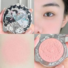 Flower Knows Swan Ballet Velvet Embossed Blush Matte Pressed Blusher Powder Palette for Peachy Cheeks Natural 240327