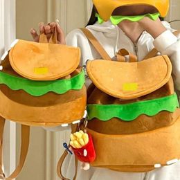 School Bags Children Cute Plush Hamburger Shoulder Small Large Cartoon Backpack For Kids Kindergarten Bookbag