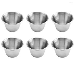 Plates 6 Pcs Stainless Steel Sauce Cup Dipping Cups Tomato Paste Salad Container Seasoning Storage