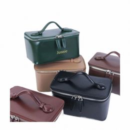 Customised Genuine Leather Hand-Held Cosmetic Bag Large-Capacity Storage Bag W Bag Waterproof Stiff Travel Bath Storage Box D6Jx#