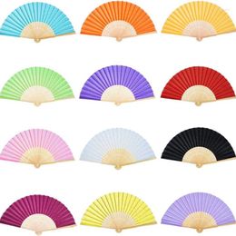Decorative Figurines Foldable Hand Fan Portable Paper Bamboo Fans Folding Colourful Pai For Wedding Birthday Party Gift Decoration
