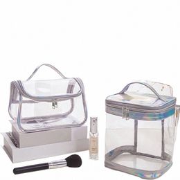 clear PVC Makeup Bag Portable Waterproof Wbag Travel Organize Cosmetic Pouch E6ex#