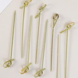 Disposable Flatware 100 PCS Fruit Picks Bamboo Knot Cocktail Food For Barbecue Banquet School Party