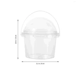 Disposable Cups Straws 5 Pcs Food Containers With Lids Portable Popcorn Bucket Grade Small Storage Clear Ice Cream Juice