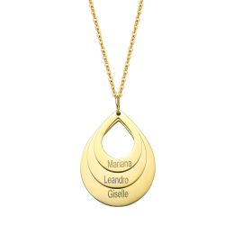 Necklaces Personalized Engraved 3/4/5/6 Names Water Drop Pendant Necklace Gold Silver Color Customized Family Gifts for Mother's Days Gift