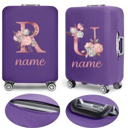 Free Custom Name Purple Luggage Cover Protective Case Elastic Apply To 18-32 Inch Travel Luggage Dust Cover Travel Accessories