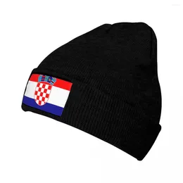 Berets Winter Knitted Hat Croatian National Flag Beanie Cap For Men Women Soft Warm Bonnet
