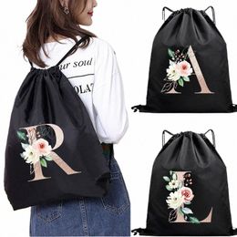 waterproof Drawstring Bag Gym Pouch Gold Letter Print Backpack Fi Custom School Shoe Bag for Girl Women Portable Shop R3sc#