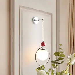 Wall Lamp Minimalist Modern Bedroom Bedside Ball Cream Style Ambience Light Small Droplight Living Room Background Wal