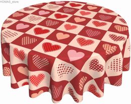 Table Cloth Valentines Day Tablecloth Round 60 Inch Happy Mothers Day Table Cover Gift Waterproof Wedding Marrige Heart Table Clothes Y240401