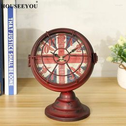 Table Clocks Retro Silent Metal Clock Creative Personality Gift Timer Home Crafts Decoration Ornaments For Children Presents