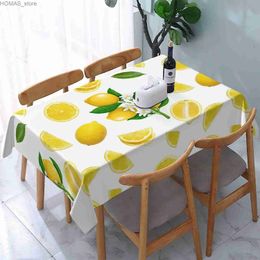 Table Cloth Summer Lemon flower Rectangle Tablecloth Kitchen Dining Table Decor Reusable Waterproof Tablecovers Wedding Party Decorations Y240401