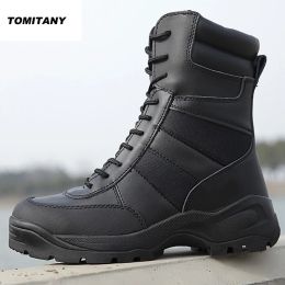 Boots Military Tactical Combat Boots Men Leather Waterproof Black Camping Trekking Outdoor Shoe Man Climbing Hunting Hiking Shoes