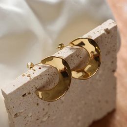 Dangle Earrings Amaiyllis 14k Gold Horn Curved Piece Concave-Convex Tin Foil Stud Elegant Drop For Women Jewellery