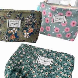 corduroy Makeup Bag Organiser Clutch Retro Fr Print Cosmetic Bag W Women Travel Make Up Pouch Beauty Toilet Storage Cases o1s6#