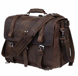 high Capacity Laptop Backpack Briefcase Genuine Leather Bag Men's Shoulder Dual Use Busin Outdoor Men Tote s Male s3pw#