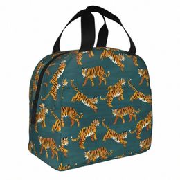 bengal Tigers Insulated Lunch Bag Large Animal Leopard Stripes Pattern Lunch Ctainer Cooler Bag Tote Lunch Box College Travel v2Ou#