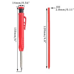 Solid Carpenter Pencil With Refill Lead And Built-in Sharpener For Deep Hole Mechanical Pencil Scribing Marking Tool Woodworking