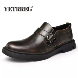 Boots Vancat New Brand Men's Oxford Shoes Genuine Leather Dress Shoes Fashion Loafers High Quality Casual Flats Men Shoes Size 3846